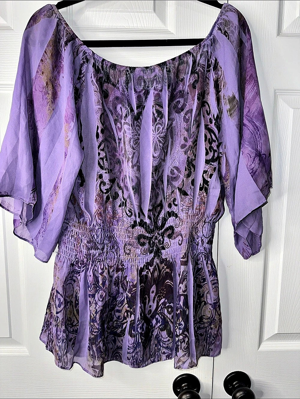 Cato Purple Abstract Blouse Like New